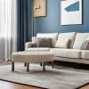 Madison Park Martin Oval Surfboard Tufted Cocktail Ottoman Soft Fabric, All Foam, Wood Frame Modern Coffee Table Living Room Lounge Furniture, Linen, 48″W x 27.5″D x 18″H(Linen)