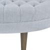 Madison Park Martin Oval Surfboard Tufted Cocktail Ottoman Soft Fabric, All Foam, Wood Frame Modern Coffee Table Living Room Lounge Furniture, Linen, 48″W x 27.5″D x 18″H(Dusty Blue)