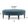 Madison Park Martin Oval Surfboard Tufted Cocktail Ottoman Soft Fabric, All Foam, Wood Frame Modern Coffee Table Living Room Lounge Furniture, Linen, 48″W x 27.5″D x 18″H(Blue)