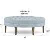 Madison Park Martin Oval Surfboard Tufted Cocktail Ottoman Soft Fabric, All Foam, Wood Frame Modern Coffee Table Living Room Lounge Furniture, Linen, 48″W x 27.5″D x 18″H(Dusty Blue)