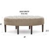 Madison Park Martin Oval Surfboard Tufted Cocktail Ottoman Soft Fabric, All Foam, Wood Frame Modern Coffee Table Living Room Lounge Furniture, Linen, 48″W x 27.5″D x 18″H(Linen)