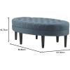 Madison Park Martin Oval Surfboard Tufted Cocktail Ottoman Soft Fabric, All Foam, Wood Frame Modern Coffee Table Living Room Lounge Furniture, Linen, 48″W x 27.5″D x 18″H(Blue)