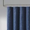 Madison Park Metro Bathroom Shower, Textured Woven Clipped Design Modern Mid-Century Privacy Bath Fabric Curtains, 72″x72″, Sand(Navy)
