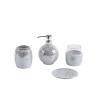 Madison Park Mosaic Bathroom Accessories Set , 4 Piece Bath Accessory Sets With Gold Soap Dispenser , Toothbrush Holder , Tumbler And Ring Tray(Silver 4 Piece)
