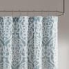 Madison Park Odette Fabric Shower Curtain Luxe Textured Jacquard, Damask Medallion Machine Washable Modern Home Bathroom Decor, Bathtub Privacy Screen, 72″ x 72″, Silver(Aqua/Silver)
