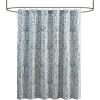 Madison Park Odette Fabric Shower Curtain Luxe Textured Jacquard, Damask Medallion Machine Washable Modern Home Bathroom Decor, Bathtub Privacy Screen, 72″ x 72″, Silver(Aqua/Silver)