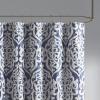 Madison Park Odette Fabric Shower Curtain Luxe Textured Jacquard, Damask Medallion Machine Washable Modern Home Bathroom Decor, Bathtub Privacy Screen, 72″ x 72″, Silver(Navy/Silver)