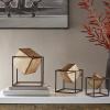 Madison Park Quad Cube Home Décor – 3 Piece Set Metal Accent Statue Modern Luxe Geomatric Art Sculpture Design Living Room Shelf Accessories, Multi Size, Black/Gold