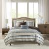 Madison Park Quilt Traditional Damask Design All Season, Lightweight Coverlet Bedspread Bedding Set, Matching Shams, Pillows, 104″x94″, Bellagio, Jacquard Grey, 6 Piece(Floral Blue)
