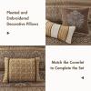 Madison Park Quilt Traditional Damask Design All Season, Lightweight Coverlet Bedspread Bedding Set, Matching Shams, Pillows, 104″x94″, Bellagio, Jacquard Grey, 6 Piece(Brown/Gold)