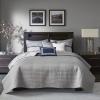 Madison Park Quilt Traditional Damask Design All Season, Lightweight Coverlet Bedspread Bedding Set, Matching Shams, Pillows, 104″x94″, Bellagio, Jacquard Grey, 6 Piece(Chevron Grey/Navy)