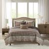 Madison Park Quilt Traditional Damask Design All Season, Lightweight Coverlet Bedspread Bedding Set, Matching Shams, Pillows, 104″x94″, Bellagio, Jacquard Grey, 6 Piece(Floral Red)