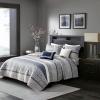 Madison Park Quilt Traditional Damask Design All Season, Lightweight Coverlet Bedspread Bedding Set, Matching Shams, Pillows, 104″x94″, Bellagio, Jacquard Grey, 6 Piece(Chevron Grey/Navy)