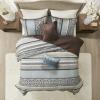 Madison Park Quilt Traditional Damask Design All Season, Lightweight Coverlet Bedspread Bedding Set, Matching Shams, Pillows, 104″x94″, Bellagio, Jacquard Grey, 6 Piece(Floral Blue)