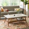 Madison Park Rectangular Wood Coffee Table With Solid Wood Frame & Legs, Living Room Coffee Tables With Storage Shelf, Accent Furniture For Living Room, Minimalist Decor – Off-White / Pecan Parker(Off-white/Pecan)
