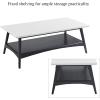 Madison Park Rectangular Wood Coffee Table With Solid Wood Frame & Legs, Living Room Coffee Tables With Storage Shelf, Accent Furniture For Living Room, Minimalist Decor – Off-White / Pecan Parker(Off-white/Black)