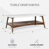 Madison Park Rectangular Wood Coffee Table With Solid Wood Frame & Legs, Living Room Coffee Tables With Storage Shelf, Accent Furniture For Living Room, Minimalist Decor – Off-White / Pecan Parker(Off-white/Pecan)