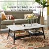 Madison Park Rectangular Wood Coffee Table With Solid Wood Frame & Legs, Living Room Coffee Tables With Storage Shelf, Accent Furniture For Living Room, Minimalist Decor – Off-White / Pecan Parker(Off-white/Black)