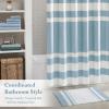 Madison Park Reversible Spa Rug 100%-Cotton Striped Ultra Soft Water Fast Bath Non-Slip Absorbent Quick Dry Mats for Tub, Shower Room, and Bathroom, 20×30, Taupe (Pack of 1)(Blue)