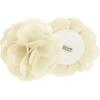 Madison Park Rosette Floral Embellished Cuff Tab Top Solid Window Treatments Single Curtain Panel Drape for Bedroom Living Room and Dorm, 50″x84″, White(Linen)