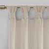 Madison Park Rosette Floral Embellished Cuff Tab Top Solid Window Treatments Single Curtain Panel Drape for Bedroom Living Room and Dorm, 50″x84″, White(Linen)