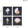 Madison Park Seascape Wall Art-Coastal Theme Complete Set Modern 4 Piece Home Painting Gel Coat Canvas, Living Room Décor, Multi-sizes, Blue(Ocean Seashells)