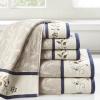 Madison Park Serene 100% Cotton Bath Towel Set Luxurious Floral Decorative Towels for Bathroom Embroidered Cotton Jacquard Design Soft Highly Absorbent for Shower 600 GSM, Multi-Sizes, Green 6 Piece(Navy)