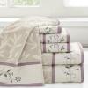 Madison Park Serene 100% Cotton Bath Towel Set Luxurious Floral Decorative Towels for Bathroom Embroidered Cotton Jacquard Design Soft Highly Absorbent for Shower 600 GSM, Multi-Sizes, Green 6 Piece(Purple)