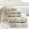 Madison Park Serene 100% Cotton Bath Towel Set Luxurious Floral Decorative Towels for Bathroom Embroidered Cotton Jacquard Design Soft Highly Absorbent for Shower 600 GSM, Multi-Sizes, Green 6 Piece(Cream  Blue)