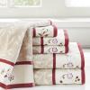 Madison Park Serene 100% Cotton Bath Towel Set Luxurious Floral Decorative Towels for Bathroom Embroidered Cotton Jacquard Design Soft Highly Absorbent for Shower 600 GSM, Multi-Sizes, Green 6 Piece(Red)