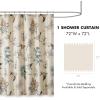 Madison Park Shower Curtain, Bird & Leaf Print, Farmhouse Shower Curtain for Bathroom, Modern Country Bathroom Décor, Machine Washable, Cotton Shower Curtain, Quincy, 72×72″ Khaki