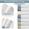 Madison Park Shower Curtain Spa Waffle Weave Stall Shower Curtain for Bathroom 3M Scotchgard Moisture Management, Spa Quality Modern Shower Curtains for Bathroom, Stall 36×72” Taupe(Stripe Blue)