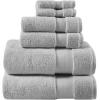 Madison Park Signature Splendor Luxury 100% Cotton Bathroom Towel Set – Soft, Plush 1000 GSM Heavyweight Hotel Quality, Zero Twist, Highly Absorbent, Quick Dry, Multi Sizes, White 6 Piece(Grey)