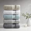 Madison Park Signature Splendor Luxury 100% Cotton Bathroom Towel Set – Soft, Plush 1000 GSM Heavyweight Hotel Quality, Zero Twist, Highly Absorbent, Quick Dry, Multi Sizes, White 6 Piece(Blue)