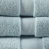 Madison Park Signature Splendor Luxury 100% Cotton Bathroom Towel Set – Soft, Plush 1000 GSM Heavyweight Hotel Quality, Zero Twist, Highly Absorbent, Quick Dry, Multi Sizes, White 6 Piece(Blue)