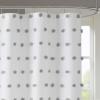 Madison Park Sophie Trendy Shower Curtain with Textured Pom-Poms Accent, Modern Bathroom Décor, Machine Washable Bath Privacy Screen, 72 in x 72 in, Black/White(Grey/White)