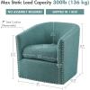 Madison Park Swivel Barrel Accent Chair, Upholstered Curved Back with 7-Inch Thick Woven Cushion, 360° Swivel, Nailhead Trim, Comfy Chair for Living Room, Bedroom, Office, 28″ Wide, Neutral, Tyler(Teal)
