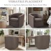 Madison Park Swivel Barrel Accent Chair, Upholstered Curved Back with 7-Inch Thick Woven Cushion, 360° Swivel, Nailhead Trim, Comfy Chair for Living Room, Bedroom, Office, 28″ Wide, Neutral, Tyler(Chocolate)