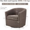 Madison Park Swivel Barrel Accent Chair, Upholstered Curved Back with 7-Inch Thick Woven Cushion, 360° Swivel, Nailhead Trim, Comfy Chair for Living Room, Bedroom, Office, 28″ Wide, Neutral, Tyler(Chocolate)
