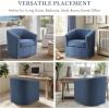 Madison Park Swivel Barrel Accent Chair, Upholstered Curved Back with 7-Inch Thick Woven Cushion, 360° Swivel, Nailhead Trim, Comfy Chair for Living Room, Bedroom, Office, 28″ Wide, Neutral, Tyler(Blue)