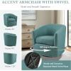 Madison Park Swivel Barrel Accent Chair, Upholstered Curved Back with 7-Inch Thick Woven Cushion, 360° Swivel, Nailhead Trim, Comfy Chair for Living Room, Bedroom, Office, 28″ Wide, Neutral, Tyler(Teal)