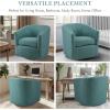 Madison Park Swivel Barrel Accent Chair, Upholstered Curved Back with 7-Inch Thick Woven Cushion, 360° Swivel, Nailhead Trim, Comfy Chair for Living Room, Bedroom, Office, 28″ Wide, Neutral, Tyler(Teal)