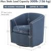 Madison Park Swivel Barrel Accent Chair, Upholstered Curved Back with 7-Inch Thick Woven Cushion, 360° Swivel, Nailhead Trim, Comfy Chair for Living Room, Bedroom, Office, 28″ Wide, Neutral, Tyler(Blue)