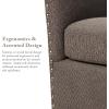 Madison Park Swivel Barrel Accent Chair, Upholstered Curved Back with 7-Inch Thick Woven Cushion, 360° Swivel, Nailhead Trim, Comfy Chair for Living Room, Bedroom, Office, 28″ Wide, Neutral, Tyler(Chocolate)
