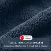 Madison Park Turkish 100% Cotton 600Gsm Luxury Premium Thick Soft Absorbent Hotel Bathroom Towel Set Shower Hand Face Washcloths, Assorted Sizes, Natural 6 Piece(Navy)