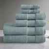 Madison Park Turkish 100% Cotton 600Gsm Luxury Premium Thick Soft Absorbent Hotel Bathroom Towel Set Shower Hand Face Washcloths, Assorted Sizes, Natural 6 Piece(Blue)
