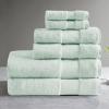 Madison Park Turkish 100% Cotton 600Gsm Luxury Premium Thick Soft Absorbent Hotel Bathroom Towel Set Shower Hand Face Washcloths, Assorted Sizes, Natural 6 Piece(Seafoam)