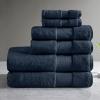 Madison Park Turkish 100% Cotton 600Gsm Luxury Premium Thick Soft Absorbent Hotel Bathroom Towel Set Shower Hand Face Washcloths, Assorted Sizes, Natural 6 Piece(Navy)