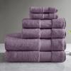 Madison Park Turkish 100% Cotton 600Gsm Luxury Premium Thick Soft Absorbent Hotel Bathroom Towel Set Shower Hand Face Washcloths, Assorted Sizes, Natural 6 Piece(Purple)