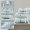 Madison Park Turkish 100% Cotton 600Gsm Luxury Premium Thick Soft Absorbent Hotel Bathroom Towel Set Shower Hand Face Washcloths, Assorted Sizes, Natural 6 Piece(Light Blue)